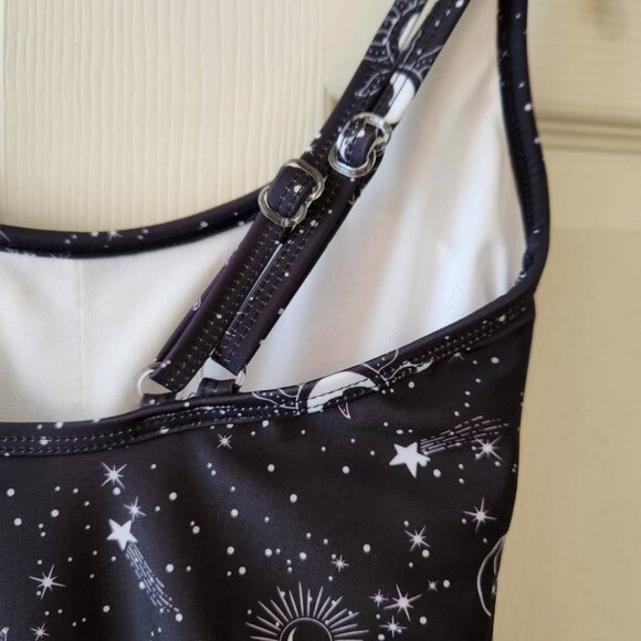 No Boundaries Black Swimsuit Bathing Suit Size S Celestial Stars and Moon Print - Picture 8 of 10